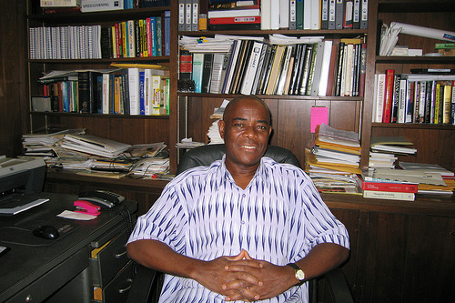
                    Johnson Kolawole in his home office.
                                            (Joel Rose)
                                        