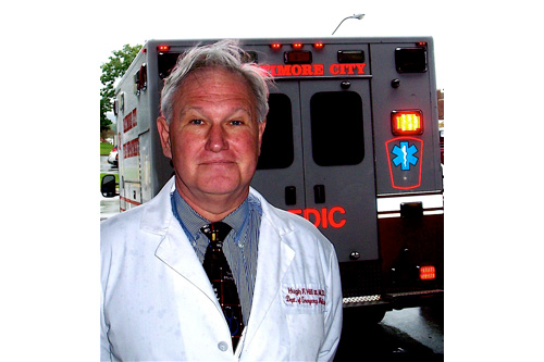 
                    Dr. Hugh Hill outside the emergency room.
                                            (David Shulman)
                                        