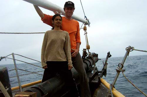 
                    Reid and Soanya on their voyage.
                                            (Courtesy Reid Stowe)
                                        