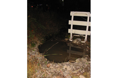 
                    A roadside sinkhole in Roseton, New York.
                                            (Rick Karr)
                                        