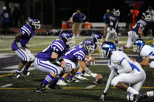 
                    The game between Piedmont and Encinal, right before the A-11 offensive snap.
                                            (Pat Krausgrill /Piedmont Post)
                                        