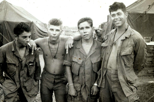 
                    Jim Leftwich as a young man, with friends in Vietnam a year after "Friday on My Mind" was released by Richard Thompson.
                                            (Courtesy Jim Leftwich)
                                        