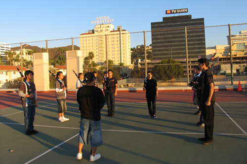 
                    Jose volunteer coaches JROTC practice at dawn at Hollywood High School.
                                            (Daniela Gerson)
                                        