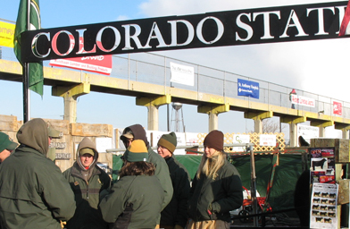 
                    A group of Colorado State University students woke up at dawn to prepare for the showing of their bulls at the National Western Stock Show in Denver, Colo. Preparations on Saturday morning included shampooing, drying and brushing the bulls' fur. Students will escort the animals into an arena for judging.
                                            (Anna Panoka)
                                        