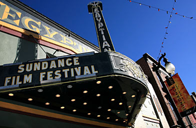 
                    Festival signage at the Eygptian Theatre on Main Street during the 2007 Sundance Film Festival Park City, Utah.
                                            (Frazer Harrison/Getty Images)
                                        