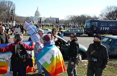 
                    Protesters arrive in front of The White House.
                                            (Kaedden M. Timi)
                                        