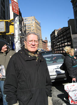 
                    The poet Galway Kinnell sets out on a walk from Soho to the Lower East Side.
                                            (Pamela Renner)
                                        