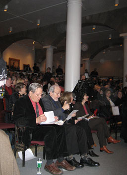 
                    On February 1st, 2007, the 80th birthday tribute and reading packed the house at Cooper Union's Great Hall.
                                            (Pamela Renner)
                                        