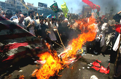 
                    Jason Rezaian tries to put anti-American demonstrations like this into context for Western journalists.
                                            (Yalda Moaiery)
                                        