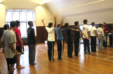 
                    Members of PennDhamaka practice for the competition in a cramped dance studio on the University of Pennsylvania Campus.
                                            (Brad Linder)
                                        