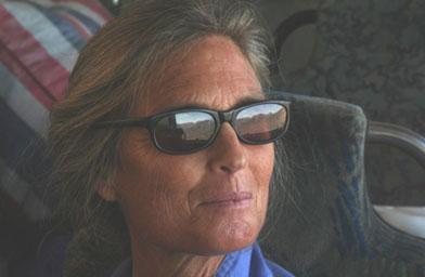 
                    Cynta De Narvaez on the long bus ride home.
                                            (Michael May)
                                        