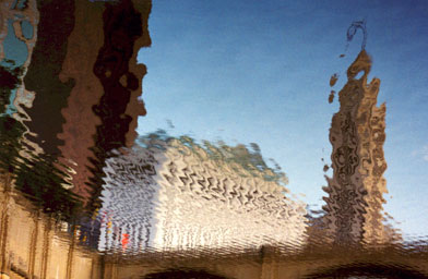 
                    "Weekends are Taller than Weekdays"
Smilack took this cityscape above an aqueduct in Italy. It matches the pattern for what she sees as the days of the week.  Looking from right to left, Sunday is the biggest day, Saturday is shorter and a little slanted, Monday through Friday is shorter and all clumped together.
                                            (Marcia Smilack)
                                        