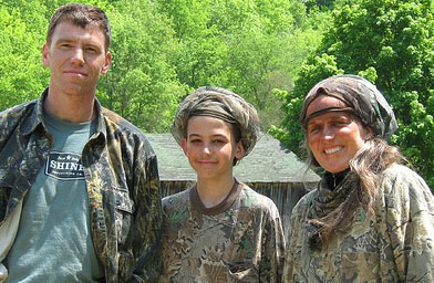 
                    Sandie, Joe and Terese looking good in camo.
                                            (Lyn Millner)
                                        