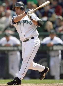 
                    Jamie Burke of the Seattle Mariners swings at a pitch against the Kansas City Royals on April 29, 2007, at Safeco Field in Seattle, Wash. The Mariners defeated the Royals 5-1.
                                            (Otto Greule Jr / Getty Images)
                                        
