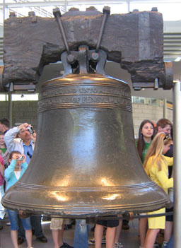 
                    The famous Philadelphia Liberty Bell is housed in Independence Hall, where the Continental Congress wrote the Declaration of Independence.
                                            (Hillary Frank)
                                        