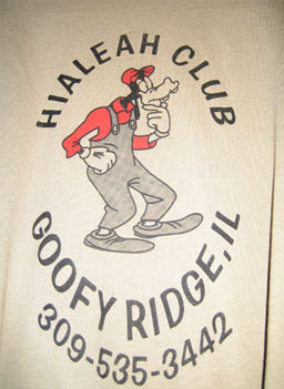 
                    T-shirts like these are sold inside the Hialeah Club.
                                            (Reprinted with permission from Reaching Climax: And Other Towns Along the American Highway. Copyright 2006 by Gary Gladstone, Ten Speed Press, Berkeley, CA. Gary Gladstone.)
                                        