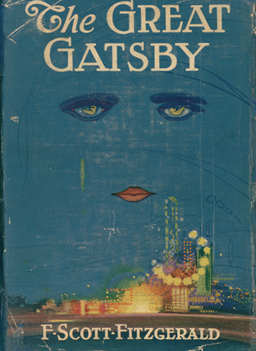 
                    On the dust jacket of the 1925 first edition of F. Scott Fitzgerald's The Great Gatsby, the mysterious "disembodied" girl's face floating over Coney Island represents both the cultural and personal significance of Daisy Buchanan in Gatsby's imagination.
                                            (Harry Ransom Center)
                                        