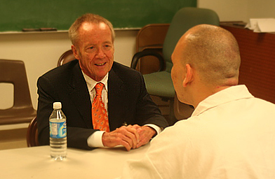 
                    Perry Cloud, CEO of Just Brakes, takes time to give advice to the prisoners.
                                            (Michael May)
                                        