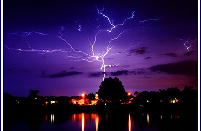 
                    Thunder and lightning storms are an everyday thing in Tampa, Fla., where Sabo lives. He captures this amazing lightning strike off his back porch.
                                            (Thomas Sabo)
                                        