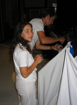 
                    Courtney (left) and Colin play the banjo and glockenspiel in the orchestra.
                                            (Murray Carpenter)
                                        