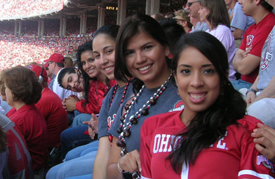 
                    The CAMP girls show some Buckeye sprite at an Ohio State University football game.
                                            (Silvia Mata)
                                        