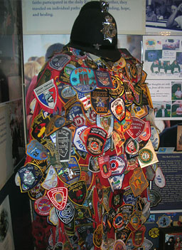 
                    A display of patches from firefighters, police officers and emergency crews from around the world.
                                            (Ann Heppermann)
                                        