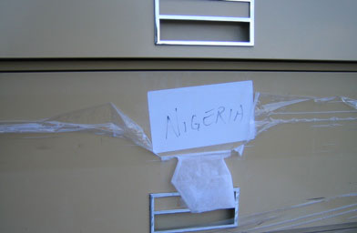 
                    A file cabinet bound for Africa.
                                            (Kelly McEvers)
                                        