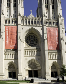 
                    The exterior of the National Cathedral in Washington, DC. The cathedral is celebrating 100 years of service.
                                            (Donovan Marks/Washington National Cathedral)
                                        