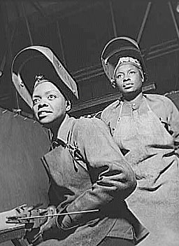 
                    Women welders at work in 1943, New Britain, Conn.
                                            (Gordon Parks)
                                        