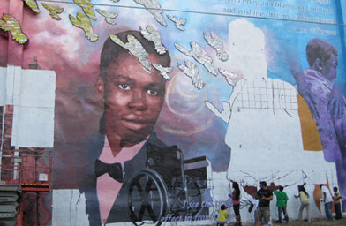 
                    The Forgiveness Project mural in North Philadelphia.
                                            (Eric Okdeh)
                                        