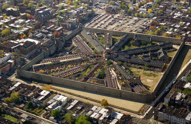 
                    Eastern Sate Penitentiary was once nearly two miles from Philadelphia.  Today it's in downtown Philadelphia, five blocks from the Philadelphia Museum of Art.
                                            (Andrew J. Simcox)
                                        