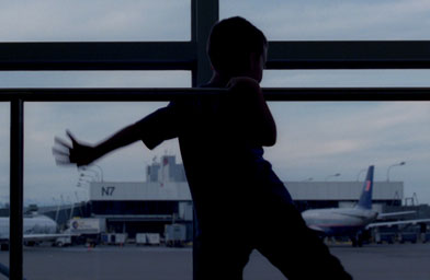 
                    Scene from the documentary film "Kurt Cobain About a Son," by AJ Schnack. A young boy plays inside the Seattle-Tacoma Airport.
                                            (Wyatt Troll, Courtesy: Balcony Releasing)
                                        