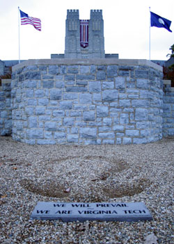 
                    A gravel angel in front of the Virginia Tech Memorial.
                                            (Pearl Gabel)
                                        