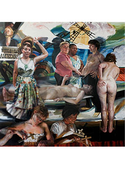 
                    Natalie Frank, "Voila Les Americains!," 2006, Oil on canvas, 108 by 108 in.
                                            (Courtesy of: Mitchell-Innes & Nash)
                                        