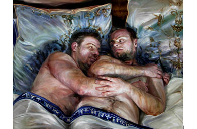 
                    Natalie Frank, "Ryan and Jeremy," 2007, Oil on canvas, 18 by 16 in., 45.7 by 40.6 cm.
                                            (Courtesy of: Mitchell-Innes & Nash)
                                        