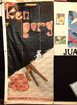 
                    A section of a quilt panel hanging in the Atlanta NAMES Project Foundation.
                                            (The NAMES Project Foundation, Atlanta, GA)
                                        