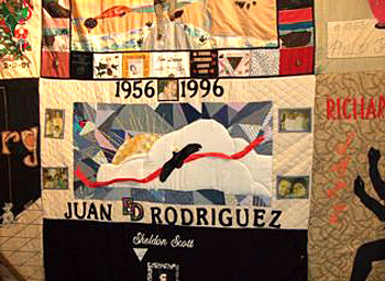 
                    A section from a quilt panel.
                                            (The NAMES Project Foundation, Atlanta, GA)
                                        