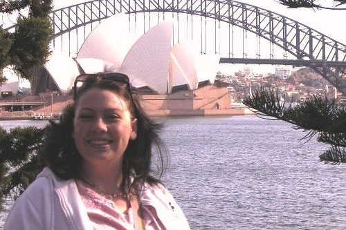 
                    Megan Chaney in front of the Sydney Opera House while on tour with CSUF choir.
                                            (Megan Chaney)
                                        