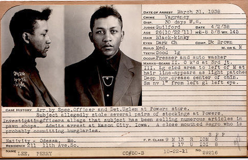 
                    This "presser and auto washer" was arrested for vagrancy in Minneapolis in 1938. This mug shot was one of the first in Mark Michaelson's collection.
                                            (Courtesy Steidl & Partners Publishing)
                                        