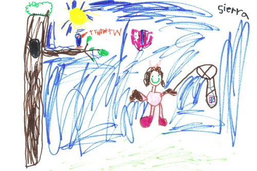 
                    Sierra drew a picture of butterfly catching and a robin singing for spring.
                                            (Courtesy Grandville Christian School)
                                        