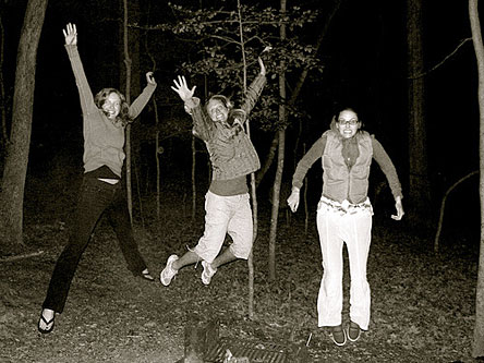 
                    "In this photo, three friends of mine are jumping behind the campfire at our camping trip at Pocahontas State Park. It kind of started randomly one weekend. We went to the beach and decided to jump around."
                                            (Sarah Branigan)
                                        