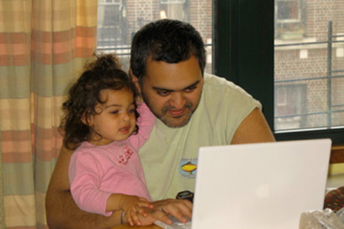 
                    Siddhu Nardkarni is a doctor in Brooklyn. There's no room in the family budget for a MacBook Air, so he'll make do with his 2007 MacBook.
                                            (Eric Molinsky)
                                        