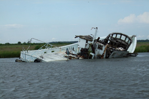 
                    Sunk shrimping boat.
                                            (Daniel May)
                                        