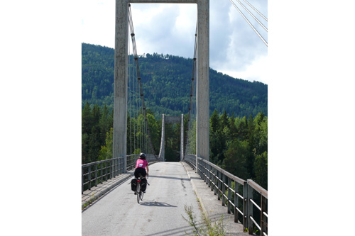 
                    Crossing the Nordagatu bridge in Telemark on the final day of our ride to Heddal, Norway.
                                            (Leif Larsen)
                                        