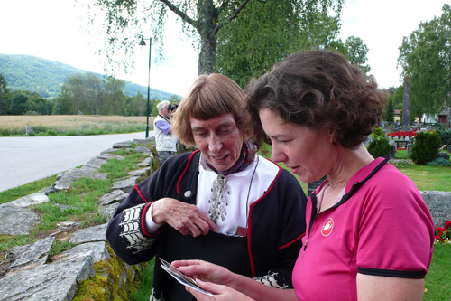 
                    We arrive in Heddal and luckily for us, the guide at the historic Stave Church grew up just down the road from the farm where we're headed.
                                            (Leif Larsen)
                                        