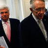 Senators Harry Reid Chris Dodd work on the bailout
