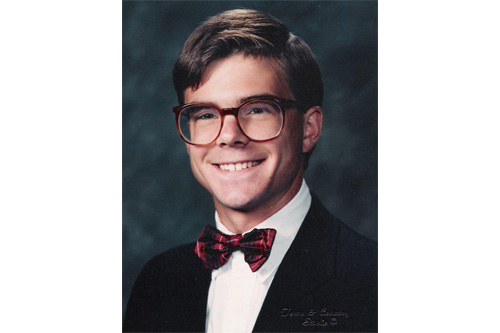 
                    Charlie Schroeder's senior class photo. Schroeder had a thing for bow ties.
                                            (Courtesy Charlie Schroeder)
                                        