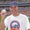 Zack Hample poses with his famous baseball.