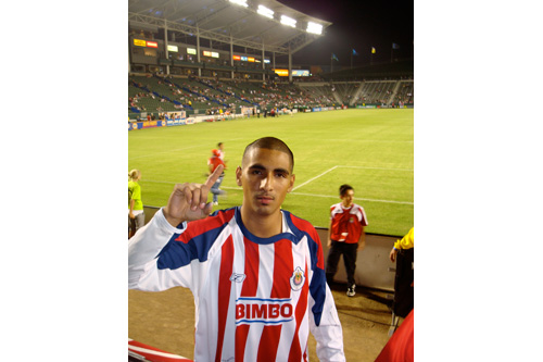 
                    Union Ultra George Robles supports both Chivas USA and Chivas Guadalajara, but prefers Chivas USA because he was born in LA.
                                            (Charlie Schroeder)
                                        