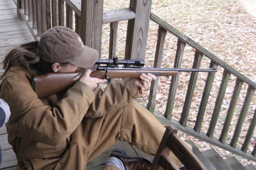 
                    Nancy French target shooting from her front porch.
                                            (Nancy French)
                                        